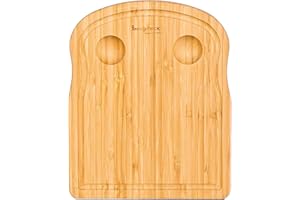 Innoteck Essentials Breakfast Bamboo Board Toast Shape with Egg Holders – Serving Tray Kitchen Home