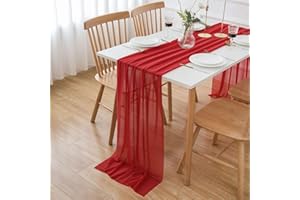 AOKSUNOVA Runner da Tavolo Rosso Chiffon, Decorazione da Tavolo Natalizia