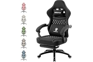 ‎DOWINX Dowinx Gaming Stuhl Stoff Bürostuhl mit Taschenfederkissen, Massage Gamer Stuhl mit Kopfstütze, Ergonomische Racing Gaming Sessel mit Fußstütze (Schwarz)