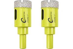 Juego de Brocas Diamante Seco - 2piezas 25mm Sierra Perforadora con Vástago Redondo para Cerámica Porcelana Granito Mármol Cuarzo Gres SANLEETEK