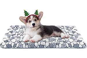 VANKEAN Élégant Tapis de Cage pour Chien réversible, Tapis de Couchage Doux pour Animal de Compagnie Convient pour Les Chiens et Chats de Petite et Grande Taille Lavable en Machine Motif Pierre Grise