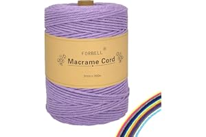 FORBELL Makramee Garn, 3mm x 300m Premium Baumwollgarn, DIY Handwerk (Hellviolett, 3 mm x 300 M)
