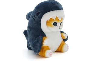 Woeau Cute Shark Cat Plush, Soft Stuffed Kitten Doll for Birthday, New Year, Christmas Gifts, 22CM