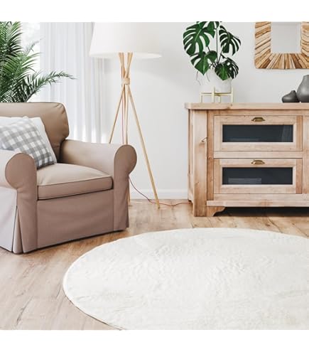 Paco Home Vloerkleed Rond Woonkamer Laagpolig Modern Pluizig Wasbaar Eenkleurig 200 Cm Rund 769674441