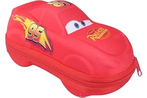 KINDLER ETUIS Kindgerechtes leichtes Brillenetui aus robustem Textil - "Cars" mit Reißverschluss in der Farbe Rot