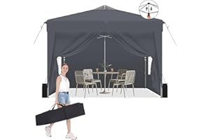 DADAWAY 3 x 3M Pop Up Gazebo Canopy, Water and UV Resistant Party Camping Tent Canopy Marquee with Carry Bag- Dark Gray