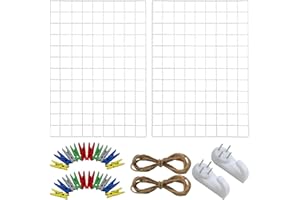 Roellgs 65 cm x 45 cm, 2 paredes decorativas de hierro blanco, pared de fotos de rejilla, soporte de exhibición multifuncional para decoración de pared, decoración de bricolaje, tablero de