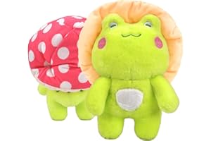 PICRIK 25cm Mushroom Frog Plush Toy, Frog Doll Pillow, Frog Plush Gifts, Cute Frog Stuffed Plushie Cuddly Toys Soft Frog with Hat Animal Plush Dolls Gift for Party Birthday Girl Boy