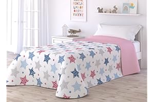 Victorio & Lucchino Colcha Infantil de Verano y Primavera. Ligera Colcha cubrecama de Microfibra. (Estrellas Rosa, Cama 105cm)
