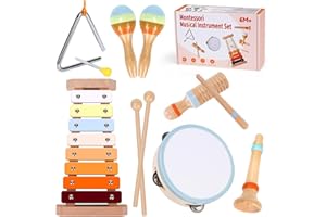 FULLOVE Kinderspielzeug ab 1 Jahre Musikinstrumente für Kinder ab 1 2 3 Jahr Holzspielzeug Trommel Xylophone für Kinder ab 1-5 Jahr Baby Montessori Musikspielzeug ab 1-5 Jahr Geschenk für Mädchen Jungen ab 1
