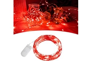 BOLWEO Valentine'S Day Fairy String Lights, 2m 20Leds Red Mini LED Fairy Lights with Battery Copper Wire Light String for Party, Bedroom, House, Bedroom, Wedding Anniversary Party,1Pack