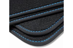 teileplus24 V419 Velours Fußmatten kompatibel mit Hyundai Tucson 2 TL 2015-2020 Trittschutz Fahrermatte, Naht:Blau