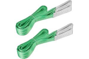 WLERTCOP Heavy Duty Lifting Sling Strap 2 Pack Polyester Webbing Slings 2M Cargo Lifting Sling Max Strength 4409lbs For Hoisting,Pulling,Vehicle, Trailer (2T Green)