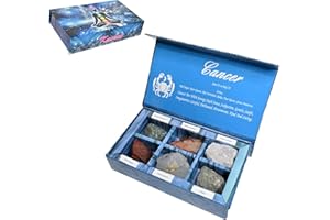 KACHVI Crystal Gifts - Pietre del segno zodiacale per completare le pietre della nascita - Cristalli curativi naturali con oroscopo Confezione da 6 (Cancer)