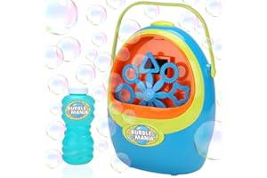 Bubble Mania Carry Along Bubble Machine For Kids - Automatic Bubble Maker With Handle - For Indoor and Outdoor Use - Portable Bubble Blower For Kids