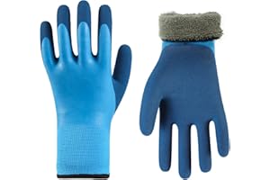 Fiohiros Guantes de trabajo térmicos, impermeables, forro polar revestido, forro térmico, guantes térmicos impermeables para hombres que trabajan al aire libre en invierno frío, pesca, lavado de