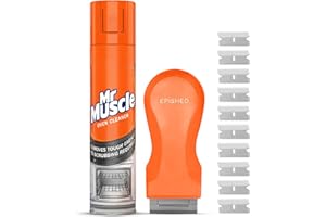 EPISHED Oven Cleaner 300ml with Scraper – Heavy Duty Grease & Burnt-On Food Remover – Kitchen Cleaning Kit with 10 Replacement Units for Ovens & Hobs