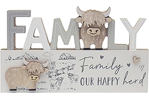 Lesser & Pavey Love & Affection Highland Cow Wooden Plaque - Family For Home Decor & Gift | Wooden and Acrylic Plaques For Home and Office | Ideal Signs & Plaque Birthday Gifts For Women & Men