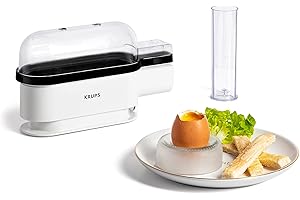 ‎KRUPS Krups Ovomat Trio Eierkocher, Für bis zu 3 Eier, Inkl. Wasser-Messbecher mit Eierstecher, Eierhalter, Signalton, EG234115, Weiß/Schwarz