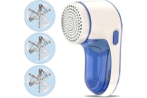 mebiusyhc Fabric Shaver,Electric Lint Remover,USB Charging,Includes 3-Blades, Cleaning Brush, Case & Power Cord,The Sweater Shaver Pill Remover for Clothes & Furniture, Blue1