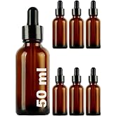 Afracam 50 ml Metal Kapaklı Damlalık Dropper Şişesi Serum 50 cc Cam Şişe 6 Adet (Siyah Kapak, Amber/Kahverengi)