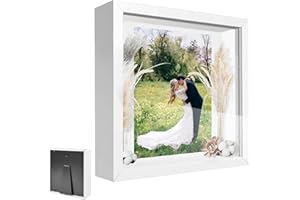 Yudobliss Bilderrahmen zum Befüllen, Tiefer Bilderrahmen zum Befüllen 25 x 25 cm, Tiefer Rahmen für Wand & Desktop, 3D Objektrahmen Tiefer 3cm, Geeignet für Dreidimensionale Wanddekoration, Weiß
