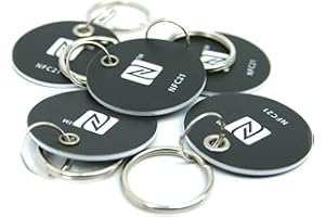 NFC21 5 Porte-clés NFC Style, idéal pour Les appareils/Profil Commande (Wi-FI, Bluetooth, NFC Apps), 180 octets, NTAG 213, 30 mm, Noir, Compatible avec Tous Les Smartphones/tablettes