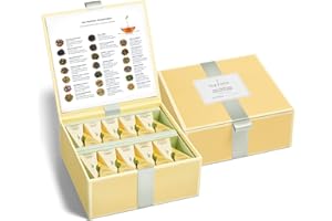 Coffret d'assortiment de dégustation de thés Tea Forté avec 40 infuseurs de thé de forme pyramidale faits main - Thé noir, tisane, thé Oolong, thé vert, thé blanc