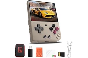 MENGTECH Mi-Yoo Mini Plus Console Portable,3.5 inch IPS Screen Linux System avec 5500+ Jeux Classiques, Supporte Gamepad sans Fil et Sortie TV HDMI,Retroid Pocket,Carte 64G intégrée（Vintage Gris）