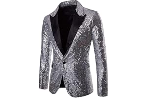 Homebaby Uomo Blazer Classic Brillantini con Paillettes Glitterati Giacca da Abito Elegante Fiesta Maniche Lunghe Colletto Cappotto fashion Formale Casual Lavoro Pulsante Completo