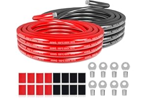 HULUWA Cable eléctrico de PVC de 21,3mm² - 4 AWG Cable eléctrico de 20 m (10 m negro y 10 m rojo) de cobre estañado de alta temperatura para paneles solares, electrodomésticos, vehículos, etc.