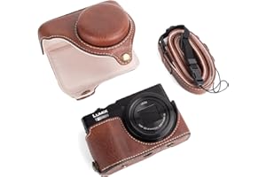 MUZIRI KINOKOO Funda para cámara digital Panasonic Lumix DC-TZ99, funda de piel sintética para Lumix TZ99, funda extraíble con correa de hombro ajustable, color café