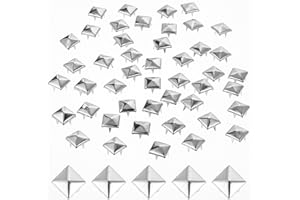 TEAAHA Rivetti quadrati, 100 pezzi, 4 artigli, borchie quadrate, borchie in pelle, quadrate, per scarpe, borse, bracciali, vestiti (argento 10 mm)