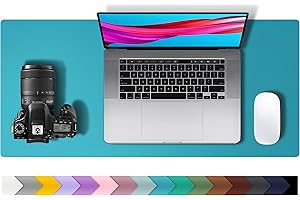 Aothia Tapis de Souris en Cuir synthétique antidérapant - pour Bureau et Maison - 60 x 35 cm - Bleu Turquoise