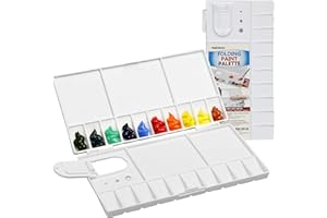 Halobios 25-Well Watercolor Palette with 5 Paint Mixing Areas, Folding Acrylic Palette for DIY Craft, Drawing Project, Art Class, Paint Palette Tray for Adults, Beginners and Artists