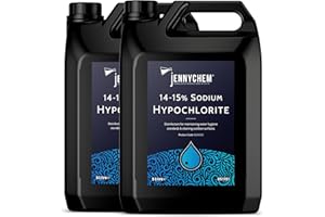 JENNYCHEM INDUSTRIAL CHEMICALS Jennychem Sodium Hypochlorite Solution 14-15%, Powerful Swimming Pool Chlorine, Patio Cleaner, Transform Your Outdoor Space (10L)