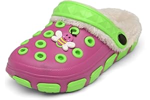 SMajong Kinder Clogs Winter Jungen Mädchen Warme Gefüttert Pantoletten Hausschuhe Weichem rutschfeste Pantoffeln Gartenschuhe 25-36 EU