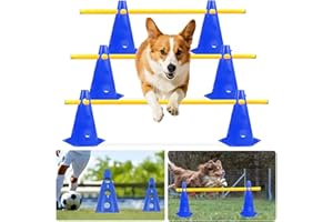 Shengruili Agility Set Hunde,Steckhürdenset Hund,Hund Hürden,Kinder Agility Hürden Hindernisse für Pferde Hundeparcours Kegel Einstellbare Trainingshürden 23cm Höhe- Stangen 100cm Lang