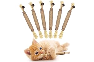 BNXF 6 pcs Natural Silvervine Sticks Kitten Teething Toys,Natural Cat Teeth Nip Cleaning Teeth,Chew Catnip Chew Toys,NaturalCat Chew Toys for Indoor CatTeeth Cleaning Kitten Teething and Stress Release