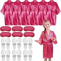 Lot De 8 Peignoirs De Spa Pour Filles - En Satin Avec Bandeaux Cheveux - Taille 10 - Pour Fête D’anniversaire, Soirée Pyjama, Cadeau - 14