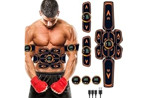 Queath Electrostimulateur Musculaire, EMS Ceinture Abdominale Electrostimulation, Abdos Musculation Appareil, Musculation Abdominaux 8 Modes & 19 Intensités