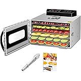 Dörrautomat Edelstahl mit Rezeptheft, 6 Etagen Dörrgerät Temperaturregler von 30-90℃, Timerfunktion von 24h, BPA-frei, Dörrau