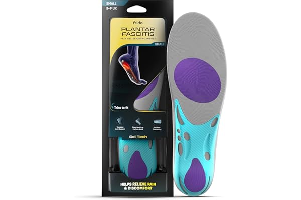Frido Plantar Fasciitis Pain Relief Ortho Insoles Orthopedic Arch Support Insoles For Men & Women Trim-to-fit For Foot Pain, Heel Pain, Standing & Walking Comfort, Small (5-9 UK)
