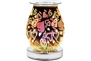 DICIMI Electric Wax Melt Burner - 3D Heart & LOVE Design Wax Warmer, Touch Control Oil Burner with 3 Heat Settings, UK-Friendly Flameless Melter for Wax Melts, Gifts for Her (Heart Shape)