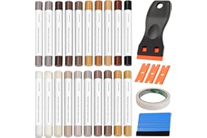 TXXATX Zestaw naprawczy do laminatu, 20 kolorów, twardy wosk, zestaw naprawczy do farb winylowych, ze skrobakiem, woskiem do drewna, do naprawy wykładzin podłogowych, mebli, ścian drewnianych