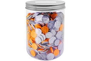 Mczcent Hucha Transparente, Huchas Grande de Plástico para Todas Las Monedas de Euro, Alcancia Coin Money Tip Piggy Bank Box Jar Hucha para Niños Niñas Adolescentes Adultos, L