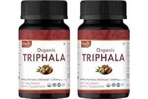 Organic Spree Triphala 120 Tablets | Amla, Haritaki & Bibhitaki | 1200mg per Serving | Organic and Natural | USDA Certified 120tab - Pack of 2