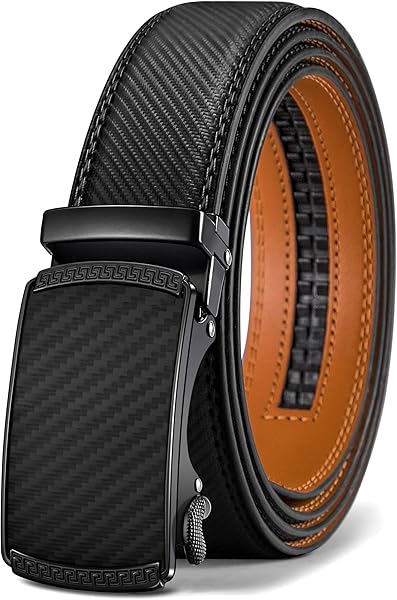 BULLIANT Men's Ratchet Leather Belt, Automatic Clasp, for Men’s Suit, Business Clothing, Width 35 mm, Size Adjusted - 1