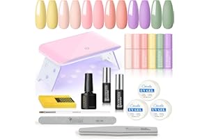COSCELIA Kit Vernis Semi Permanent 3 Gel Constructions + 6 Vernis Soak Off Polish Gel Top Base Coat Gel 18W UV Lampe UV LED Gel Vernis à Ongle 7ml Kit UV Ongle Gel Complet Cadeau pour Femme