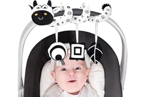 vocheer Hanging Toys for Car Seat Crib Mobile, Infant Baby Spiral Plush Toys for Crib Bed Stroller Car Seat Bar (Cow)